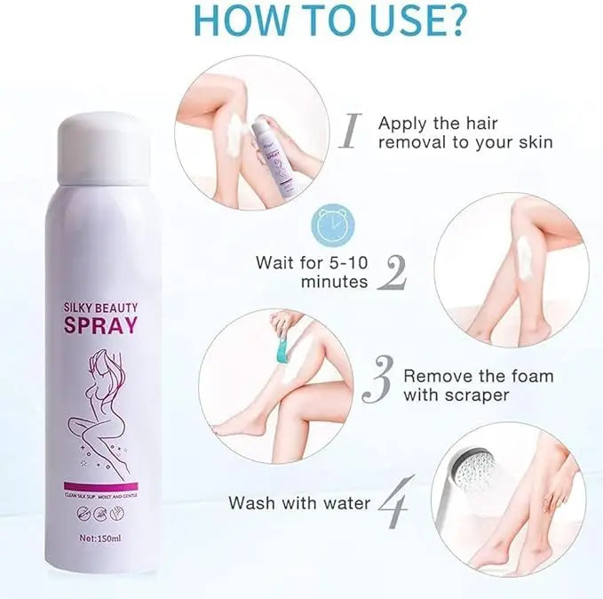 Silky Beauty Hair Removal Spray Foam - Gentle, Effective, and Moisturizing